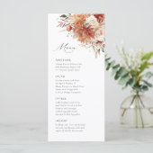 Menu Boho Terracotta Dahlia Rose Mariage élégant (Debout devant)
