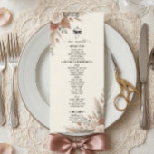 Menu Boho Terracotta Elegant Roses Wedding