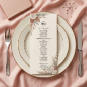Menu Boho Terracotta Élégantes Roses Mariage