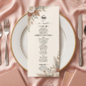 Menu Boho Terracotta Élégantes Roses Mariage