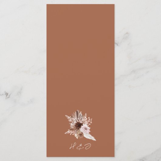 Menu Boho Terracotta Floral Mariage (Dos)