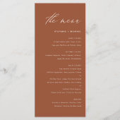 Menu Boho Terracotta Mariage de calligraphie manuscrite (Devant)