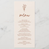 Menu Boho Terracotta Orange Brûlé Mariage Rustique (Devant)