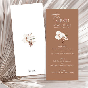 Menu Boho Terracotta Pampas Brown Mariage Floral Grass