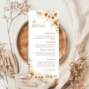 Menu Boho Terracotta Pampas Grass Mariage Floral
