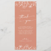 Menu Boho Terracotta Wildflower Thank You Place Card (Devant)