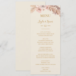 Menu Boho Tropical Botanical Dîner Mariage ivoire