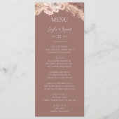 Menu Boho Tropical Botanical Dusty Rose Dîner Mariage (Devant)