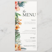 Menu Boho Tropical Floral Mariage (Devant)