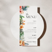 Menu Boho Tropical Floral Mariage