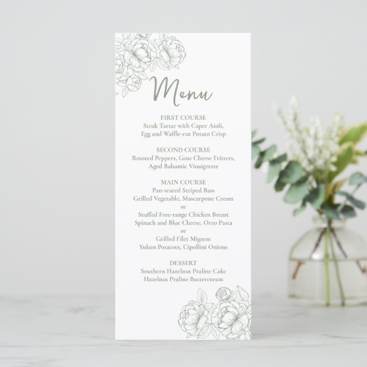 Menu Boho vert Boho à double face Boisson Mariage à fle (Debout devant)