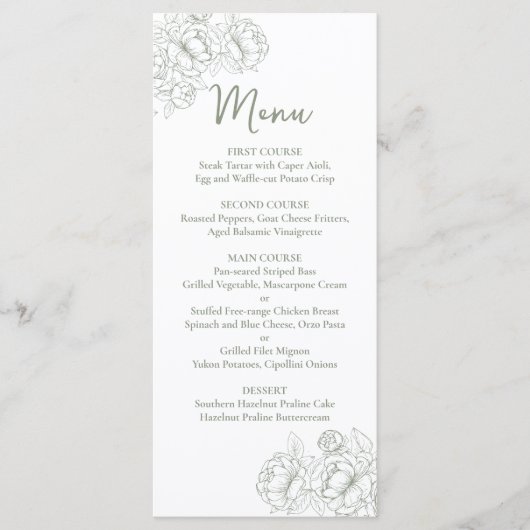 Menu Boho vert Boho à double face Boisson Mariage à fle (Devant)