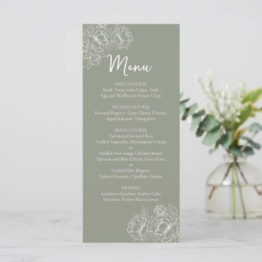 Menu Boho vert Boho à double face Boisson Mariage à fle (Debout devant)