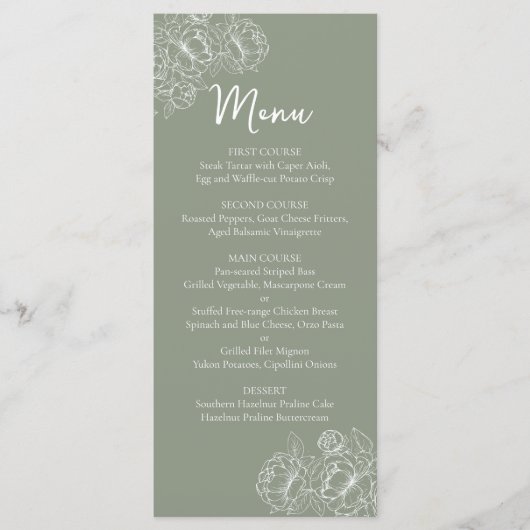 Menu Boho vert Boho à double face Boisson Mariage à fle (Devant)
