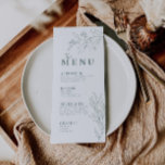 Menu Boho Vert Sage Floral<br><div class="desc">Les invitations de mariage sont caractérisées par le style boho, l'art floral, et les couleurs de la sauge naturelle, avec un mélange de différents styles de police, souvent dans des tailles différentes, pour créer un look unique et éclectique qui rend l'esthétique naturelle de l'invitation. Imprimés sur un carton de haute...</div>