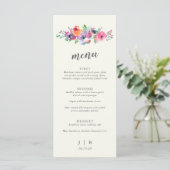 Menu Boho Watercolor Flowers Mariage élégant Personnali (Debout devant)