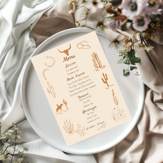 Menu Boho Western Cowboy Mariage d'illustration