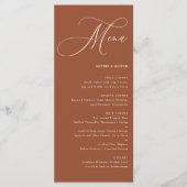 Menu Boho Whimsical Calligraphie Mariage en terre cuite (Devant)