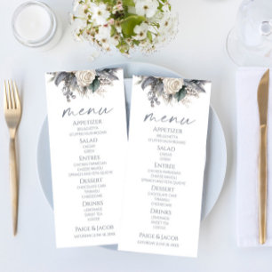 Menu Boho White Rose Floral Mariage Jardin