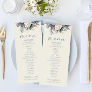 Menu Boho White Rose Floral Mariage Jardin