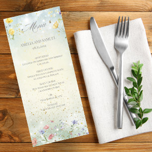 Menu Boho Wildflower Rustique mariage vert