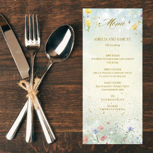 Menu Boho Wildflower Rustique mariage vert