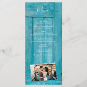 Menu Bois bleu rustique 4 Photos Mariage (Devant)
