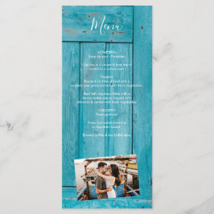 Menu Bois bleu rustique 4 Photos Mariage
