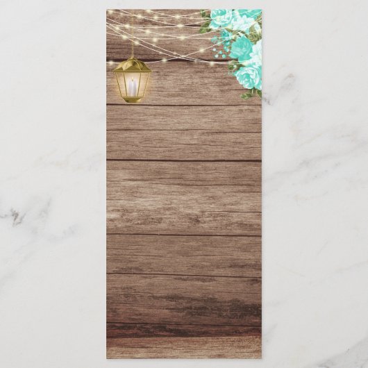 Menu - Bois Patiné et lanterne - Turquoise (Dos)