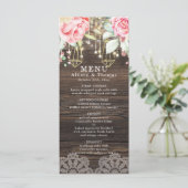 Menu Bois rustique Floral Chaînes luminaires Mariage Me (Debout devant)