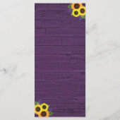 Menu Bois violet rustique Lumières Mariage de tournesol (Dos)