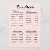 Menu Boisson à la barre rose simple (Devant)