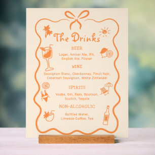 Menu Boisson de la barre de Mariage Tropical tiré