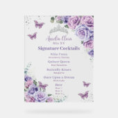 Menu Boisson de Quinceanera Floral Lavender Violet (Recto)