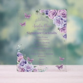 Menu Boisson de Quinceanera Floral Lavender Violet (Neutre)
