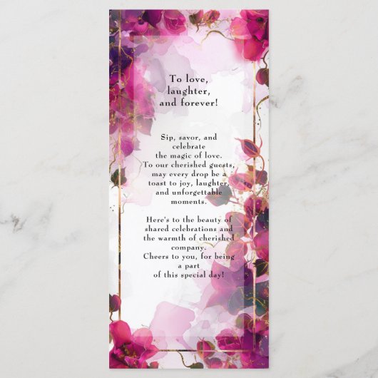 Menu boisson Fuchsia Enchantement : Aquarelle (Dos)
