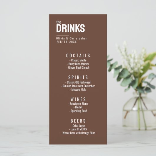 Menu Boissons avec texte Minimalist Bold (Debout devant)