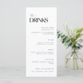 Menu Boissons de mariage minimalistes blanches (Debout devant)