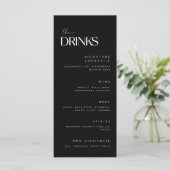 Menu Boissons de mariage noir et blanc moderne gras (Debout devant)