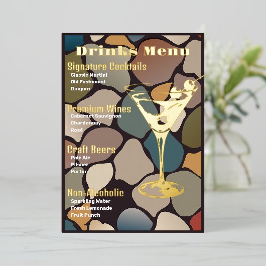 Menu Boissons Retro Or (Debout devant)