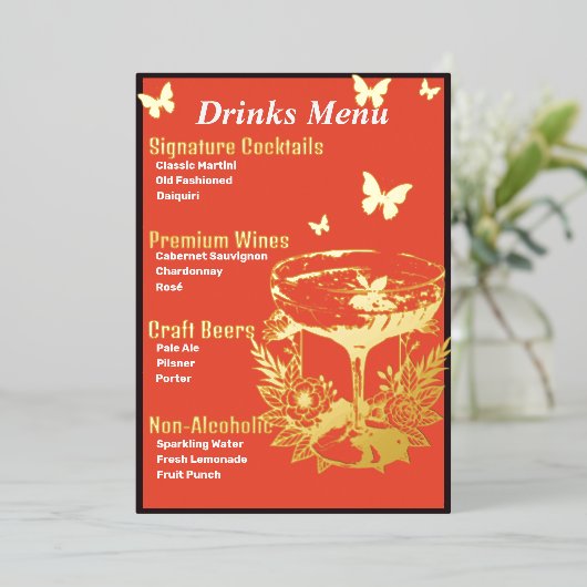 Menu Boissons Rose Or Orange (Debout devant)