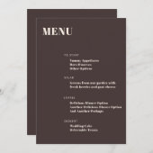 Menu Bold Typography Custom Brown Modern Minimalist (Devant / Derrière)