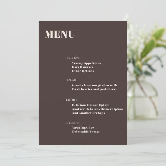 Menu Bold Typography Custom Brown Modern Minimalist (Debout devant)