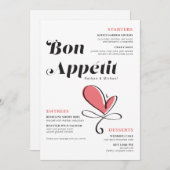 Menu Bon Appetit Dîner Mariage Coeur Saumon (Devant / Derrière)