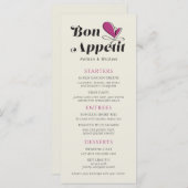 Menu Bon Appetit Dîner Mariage Crème Magenta (Devant / Derrière)