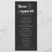 Menu Bon Appetit Dîner Mariage Noir Blanc (Devant)