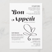 Menu Bon Appetit Dîner Mariage Noir Blanc (Devant)