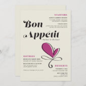 Menu Bon Appetit Mariage Diner Crème Magenta (Devant / Derrière)