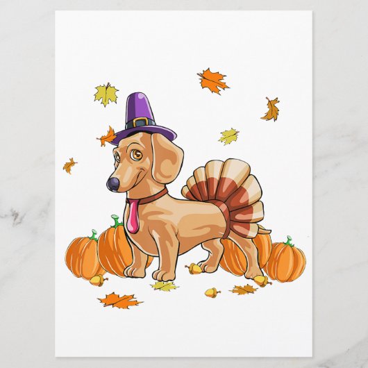 Menu Bon thanksgiving Dachshund Turquie Costume T Fun (Devant)