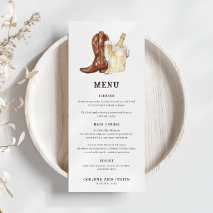 Menu Boots & Bubbly Rustic Western
